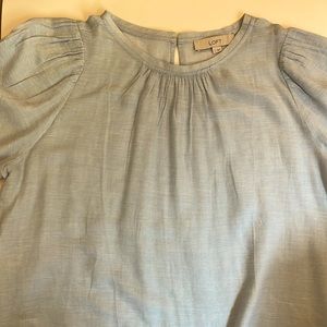 Anne Taylor Loft Short Sleeve Blouse Light Blue